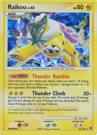 Raikou (16/132) (Cracked Ice Holo) [Diamond & Pearl: Secret Wonders]