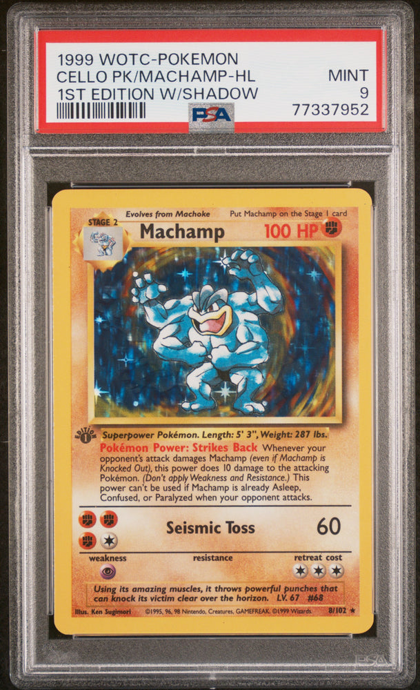 PSA 9 Pokémon Machamp (1st Edition, Holo) 8/102 - 1999 WOTC