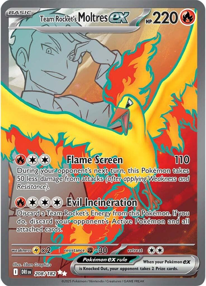 Team Rocket's Moltres ex STAMPED (208/182) [Scarlet & Violet: Destined Rivals]