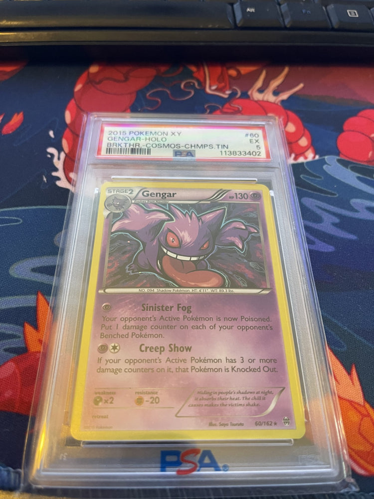 PSA 5 Pokémon Gengar (Holo) 60/162 - XY Breakthrough Cosmos; Champions Tin