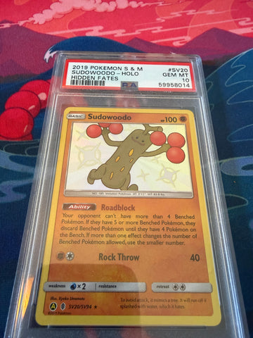 PSA 10 Pokémon Sudowoodo (Holo) SV20/SV94 - Hidden Fates