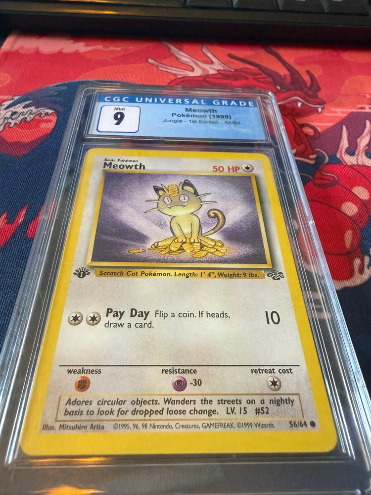 CGC 9 Pokémon Meowth (1st Edition) 56/64 - Jungle