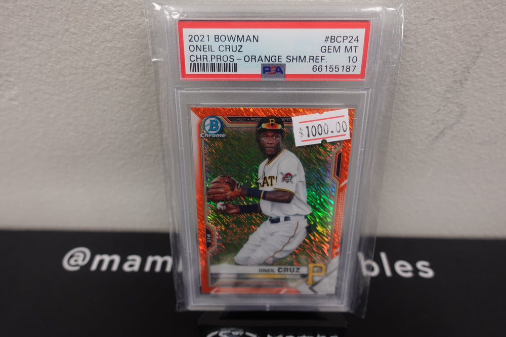 2021 Bowman #BCP24 Oneil Cruz Orange Shimmer PSA 10