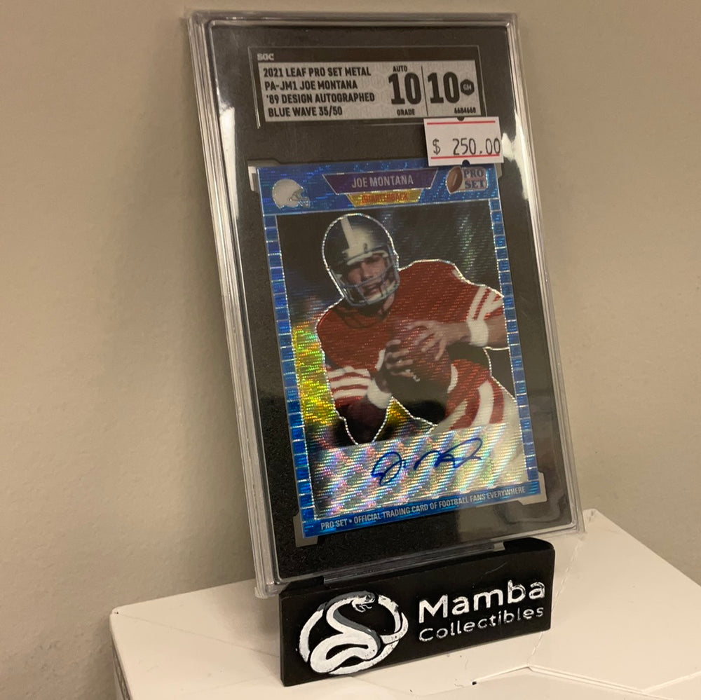 2021 Leaf Pro Set Metal PA-JM1 Joe Montana ‘89 Design Autographed Blue Wave 35/50 (SGC 10 - AUTO 10)